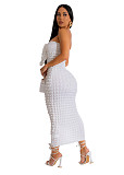 Strapless Front Tie Up Bodycon Maxi Dresses CHY-1358