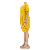 Loose Puff Short Sleeve Summer Lantern Dresses OQ-0127