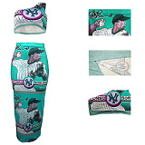 Baseball Printing Skew Collar Crop Tops Long Skirt Sets YIY-9027