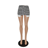 Striped High Waist Drawstring Casual Summer Shorts FE-266