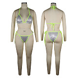 Sexy Swimwear Sequin Bikini Mesh Shorts 3 Piece Sets TE-4587