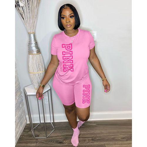 PINK Casual T Shirts and Shorts Summer Outfits CT-3412