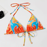 Tie Dye Print Halter Bandage 4 Piece Bikini Sets TL2320