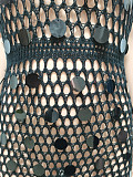 Handmade Knitted Hollow out Sequin Split Beach Dress CM-8685