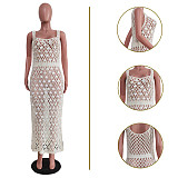 Sexy Knitted Crochet Sequin High Slit Maxi Dresses TR-1265