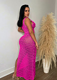 Sexy Knitted Crochet Sequin High Slit Maxi Dresses TR-1265