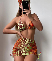 4 Pieces Random Dot Print Halter Bikinis Swimsuit L2304
