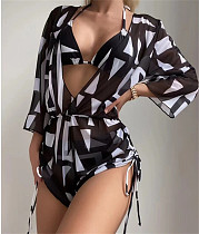 Digital Printed Swimsuit Beach Bikini 3 Piece Sets L2309