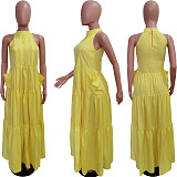 Loose Sleeveless Pleated Pocket Maxi Dresses BGN-292