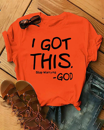 Simple Solid Color Letter Print Short Sleeve T-Shirts GQ-0068