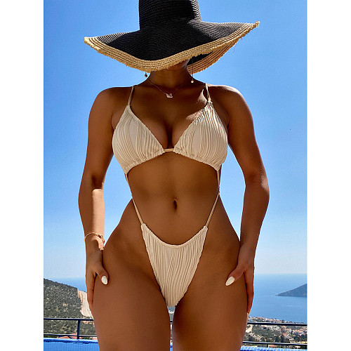 Sexy Hollow Out Halter Backless One Piece Bathing Suit ZTJ1689