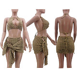 Sexy Halter Bandage Backless 3 Piece Bikini Sets TK-6296