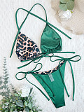 Sexy Patchwork Leopard Print Lace-up Beach Bikinis CHS-6371