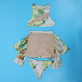 Sexy Mesh Patchwork Printed Transparent Bikini Swimwear 3pcs Sets NY-2793