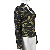 Women Camouflage Zipper Stand Collar Long Sleeves Pockets Jackets NZD-9527