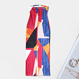 Tie Dye Stripe Print Strapless Maxi Dresses SH-390584