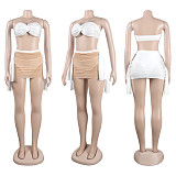 Sexy Mesh Patchwork Strapless Transparent 3 Pieces Sets NY-2803