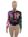 Trendy Print Thread Patchwork Buttons Baseball Jackets JR-3719