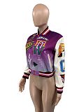 Women Prints Thread Patchwork Buttons Fashion Baseball Jackets JR-3743