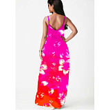 Fashion Gradient Color Deep-V Straps Maxi Dress YFS-3527