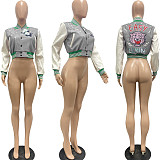 Fashion Patchwork Single-breasted Baseball Jacket JP-1089