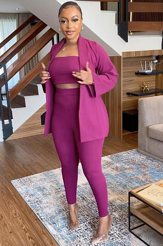 Solid Color Suit Top Stretch Tight three-piece Sets NY-10601