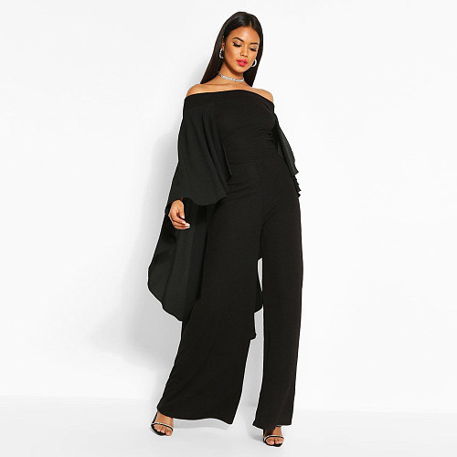 Sexy Off Shoulder Chiffon Solid Color Women Jumpsuit NY-2841