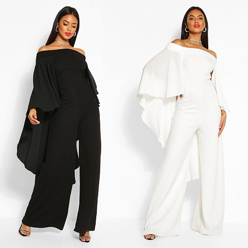 Sexy Off Shoulder Chiffon Solid Color Women Jumpsuit NY-2841