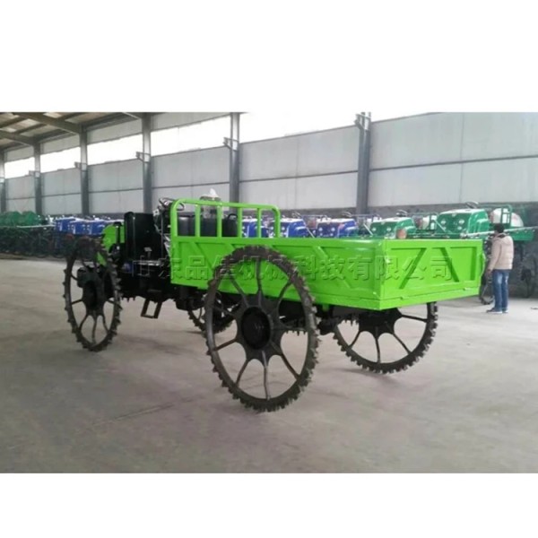 Self propelled agricultural seedling conveyor Paddy field seedling transporting, fertilizing and spraying machine Self unloading