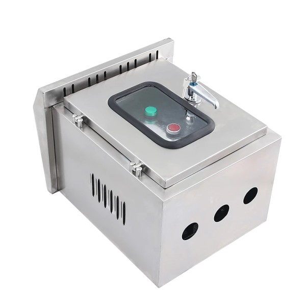 Stainless steel double door fan control box Phase loss protector for rain proof water pump motor Liquid level float switch start