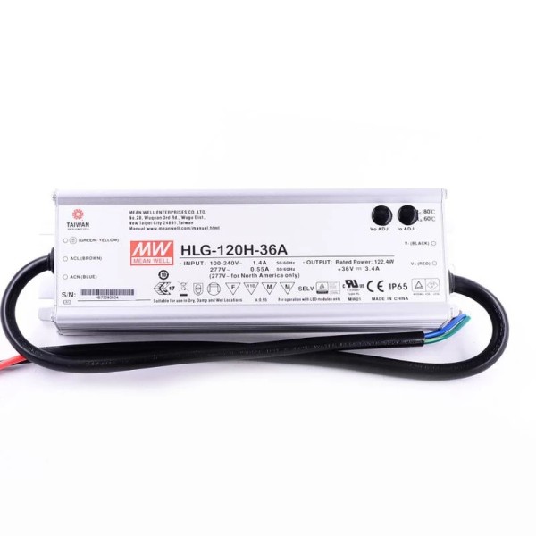 HLG-120H-36 120W 36V 3.4A Constant Voltage+Constant Current LED Driver ip67/ip65 orignal Meanwell with PFC function hlg-120-36