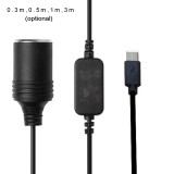 USB C PD Type C Male to 12V Car Cigarette Lighter Socket Female Step Up Cable for Driving Recorder GPS E-Dog Car Fan