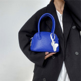 Solid Color Women Small Shoulder Crossbody Bag Fashion Blue PU Leather Ladies Shell Bags Vintage Female Girls Mini Tote Handbags