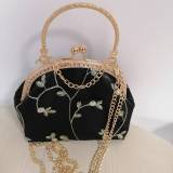 Classic Embroidery Flowers Kiss lock Shell Bags Bag Chain Women Shoulder Crossbody Bag Vintage Designer Women's Handbags