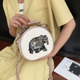 NEW PU Leather Embroidery Elephant Zippers Women's Handbags Purses Vintage Fashion Bag Women Shoulder Crossbody Bag Bags