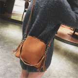 2022 New Fashion Scrub Women Bucket Bag Vintage Tassel Messenger Bag High Quality Retro Shoulder Bag Simple Crossbody Bag Tote