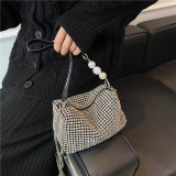 Women Diamond Hobo-bag for 2022 Female Clutch Design Brand Luxury Shoulder Bags Handbag Leather PU Shiny Hobo-bag Messenger Bag