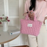 Cute Bubble Women's Small Tote Shoulder Bags Solid Color Plaid Ladies Shopping Bag Casual Female Clutch Purse Bento Handbags