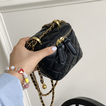 Mini Box PU Leather Quilted Crossbody Sling Bag for Women 2022 Cute Kawaii Luxury Brand Spring Chain Shoulder Handbags