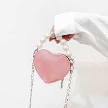 Simple Heart Shape Design Women Small Handbag Fashion Pearl Handle Female Messenger Bag Portable Chains Ladies Shoulder Bags