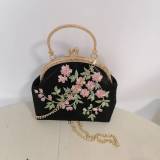 Classic Embroidery Flowers Kiss lock Shell Bags Bag Chain Women Shoulder Crossbody Bag Vintage Designer Women's Handbags