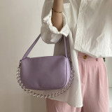 Women's Small Square Bag Ladies Portable Clutch Purses Handbags Simple Fashion Female Bead Chain Shoulder Underarm Bags Bolsos