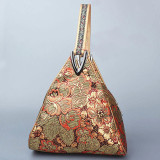 Super Vintage Palace Flowers Triangle Top Fashion Chic Lady Bag Tote Women's Handbags Purses Zipper