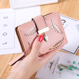 Fashion Hollow Leaf Women's Wallets Casual Pu Leather Wallet Solid Color Zipper Wallet Multi-card Female Card Bag Lady Clutch