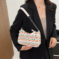 Rainbow Knitting Design Ladies Small Underarm Bag Fashion Chains Women Square Shoulder Bags All-match Portable Female Handbags