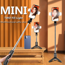 Mini Wireless bluetooth selfie stick tripod With fill light shutter Remote, Mini Extendable 4 in 1 Selfie Stick - 360° Rotation