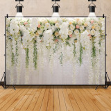 Wedding Photography Backdrop Brown Wood Wall Flowers Stage Party Garland Family Party Ceremony Portrait Photo Background Props