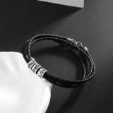 Personalized Stainless Steel Men Leather Bracelets Braided Rope Charm Beads Bracelets Custom Gift for Boyfriend Father