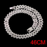 15mm Cuban Link Chains Necklace Fashion Hiphop Jewelry For Women Men Bling Iced Out  Full Rhinestone Rapper Necklaces Collar