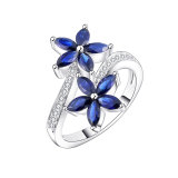 GZ ZONGFA High Quality Style Flower Shaped Sapphire Fashion Jewelry 925 Sterling Silver Women Ring